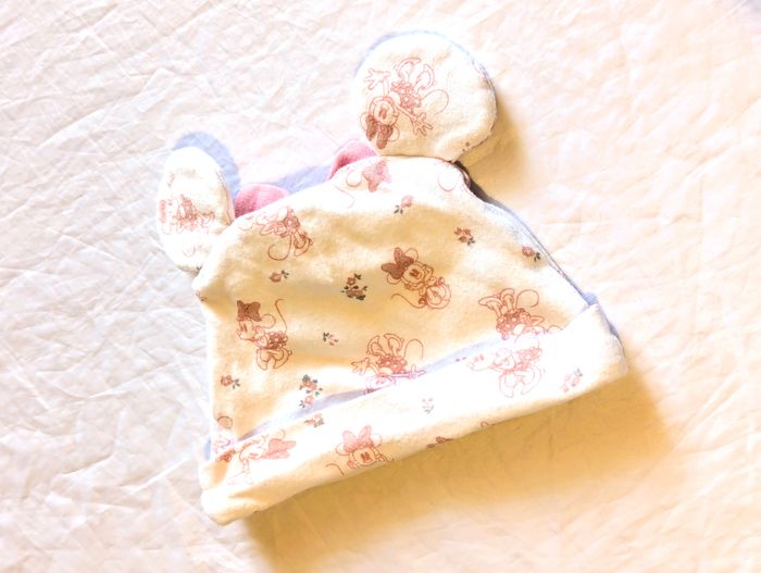 Bonnet Disney Baby Blanc Minnie Fleurs Ruban Rose Grandes Oreilles Minnie Mouse Accessoire Bébés - photo numéro 4