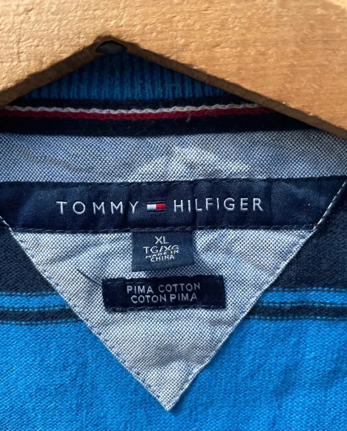 V-Neck Knit Pullover pull Tommy Hilfiger Mens XL Pima Cotton blue - photo numéro 2