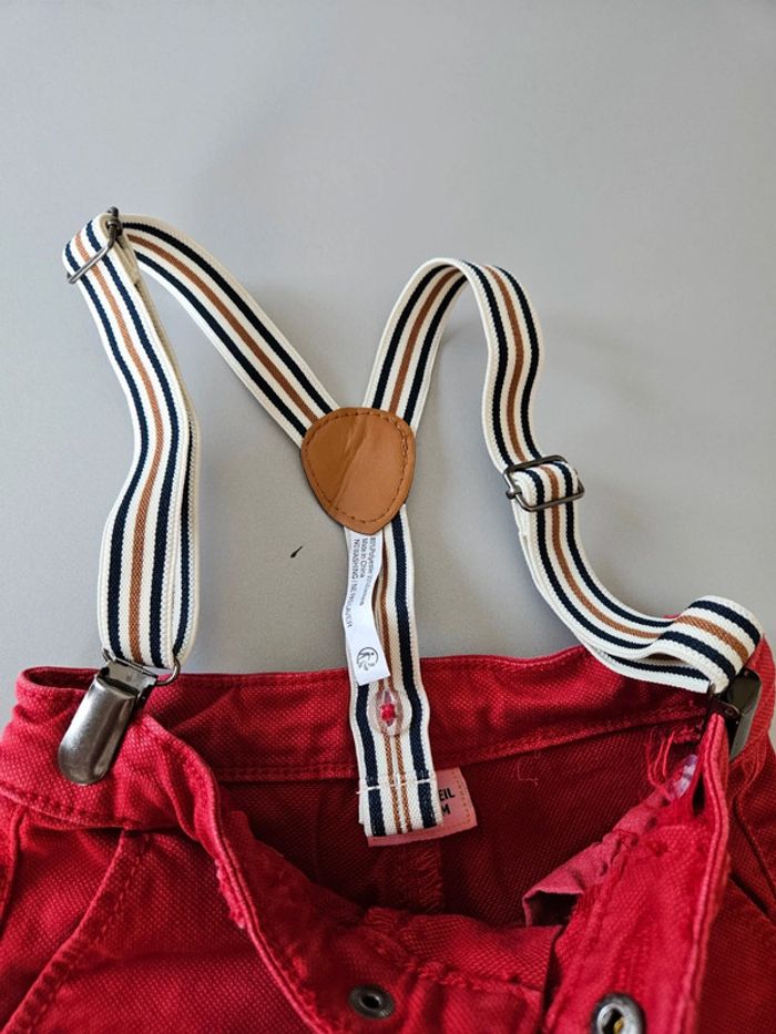 Jean bretelle rouge 9/12m - photo numéro 4