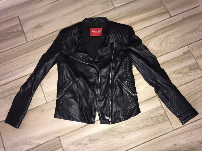 Veste similicuir noir guess S - photo numéro 2