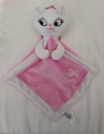 Doudou plat losange chat Marie rose et blanc - Les Aristochats- Disney