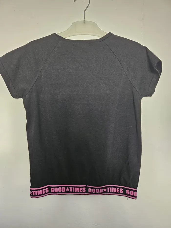 T-shirt à manches courtes fille - Taille 10 ans - Papillon - Noir et rose - photo numéro 4