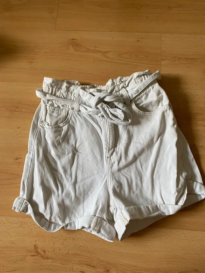 Short en jean blanc/ecru - Mango - photo numéro 5