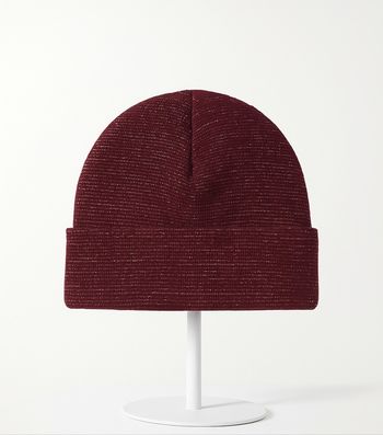 🧶Bonnet en tricot bordeaux à détails argentés – Taille Unique • Storytelling