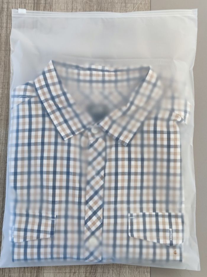 Chemise à manches courtes pour homme taille L marque H&M couleur bleu et marron à carreau - photo numéro 8