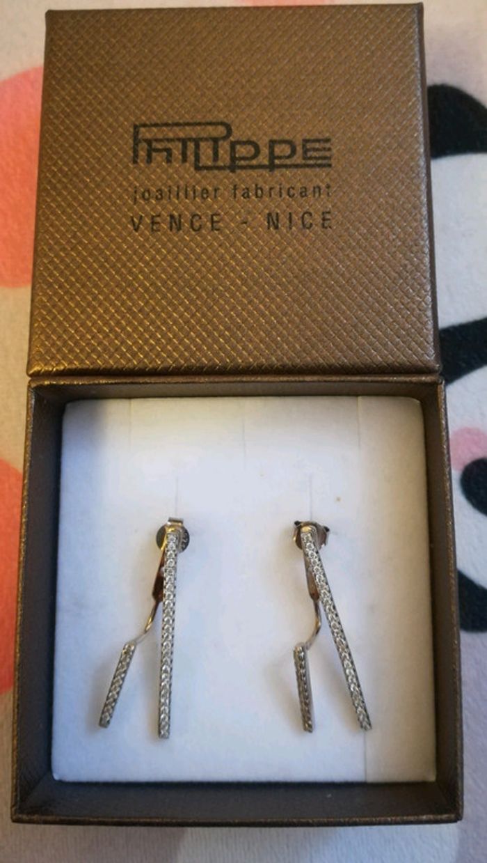 Boucle d'oreilles argent et zirconium neuves - photo numéro 2