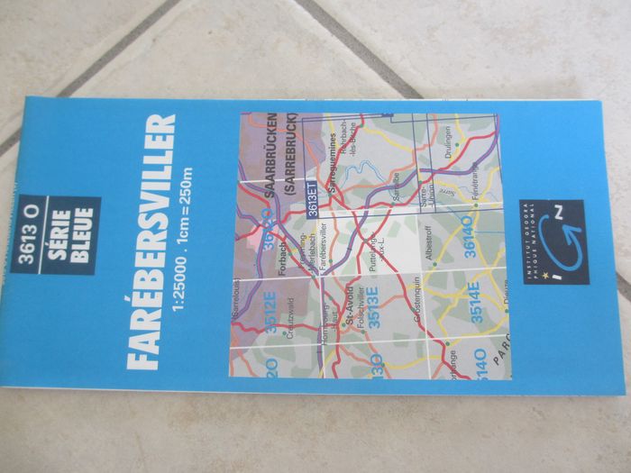 Carte IGN Série bleue 3613 O Farébersviller 1:25000