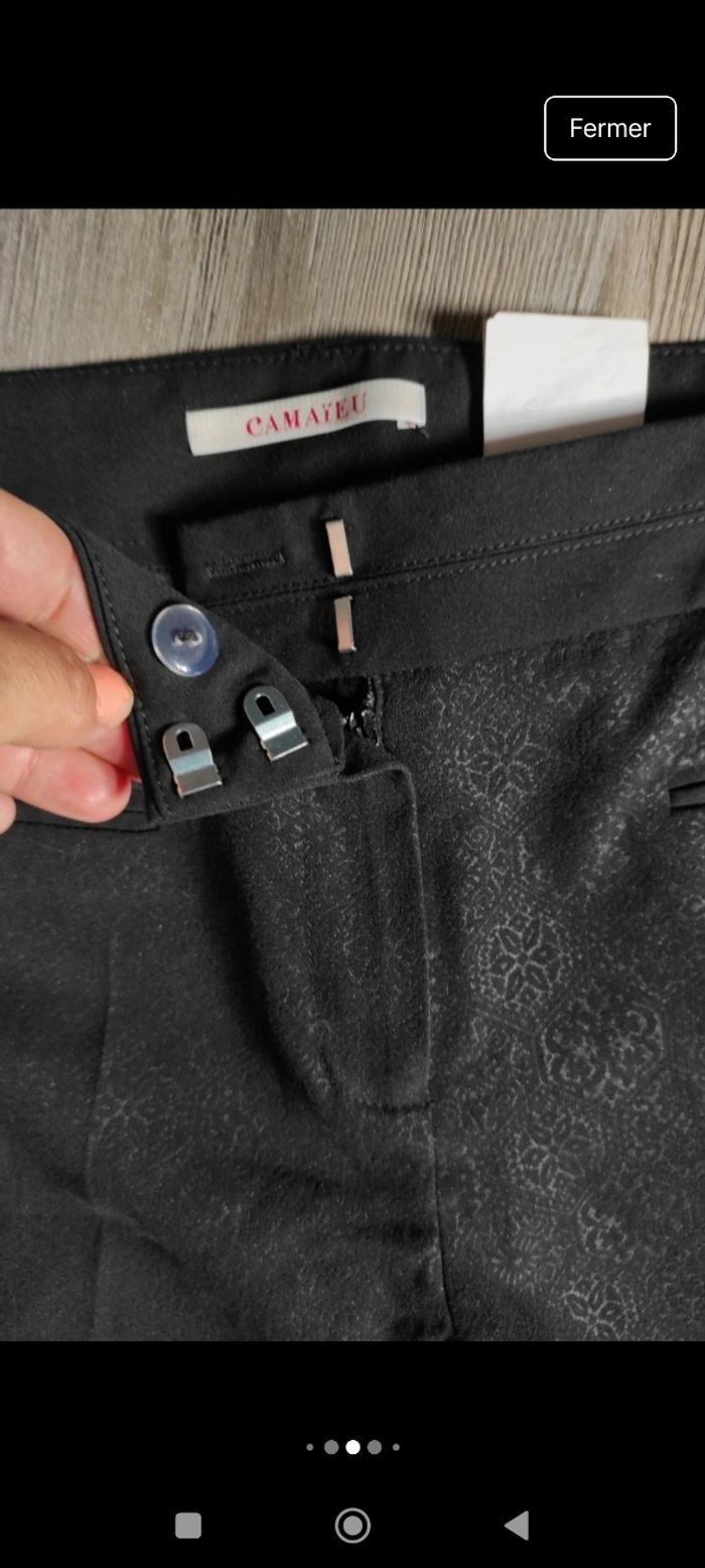 Pantalon noir avec motifs Camaïeu femme comme Neuf taille 38 - photo numéro 5