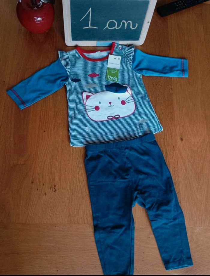 Lot 1 legging Pat et Ripaton et t-shirt manches longues Neuf avec étiquette taille 1 an