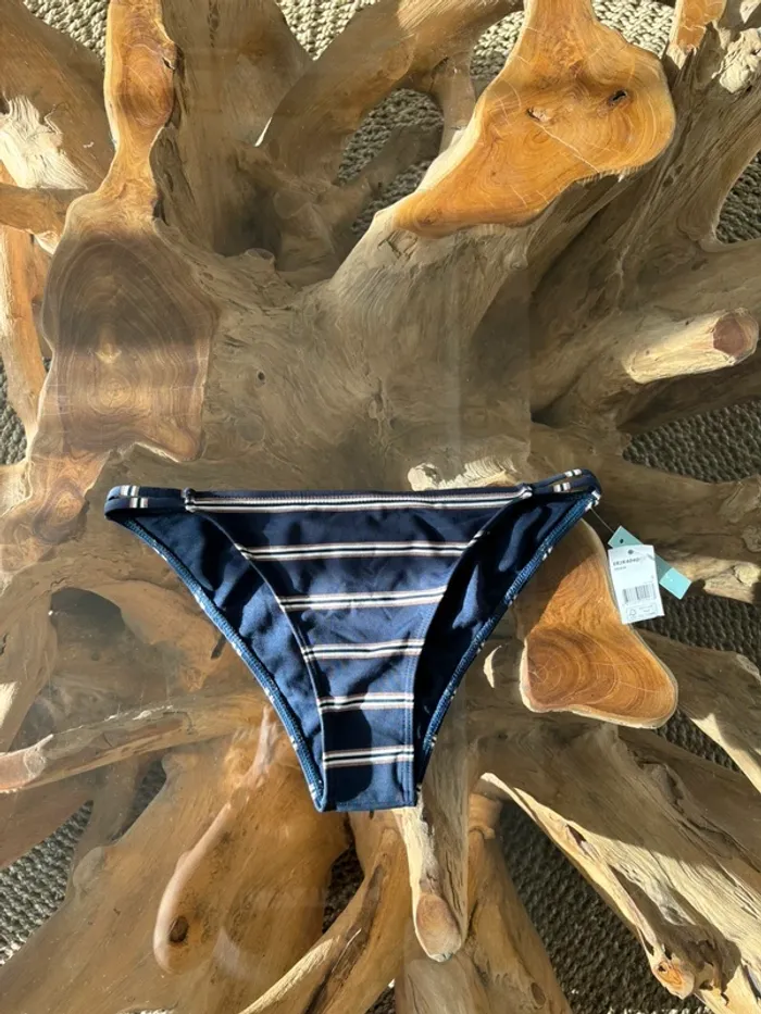 Bas de maillot de bain Roxy bleu marine blanc doré - photo numéro 3