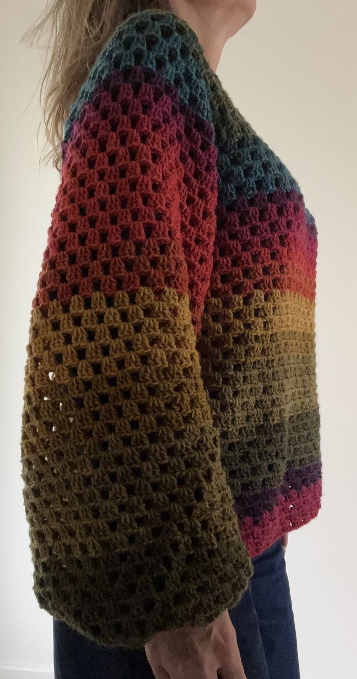 pull tricot crochet bohème granny multicolore - photo numéro 3