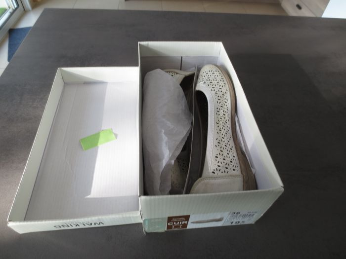 ballerines grand confort cuir T36 fille grise/écru - photo numéro 7