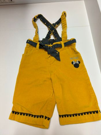 Pantalon salopette 12 mois jaune moutarde velours Minnie mouse Disney