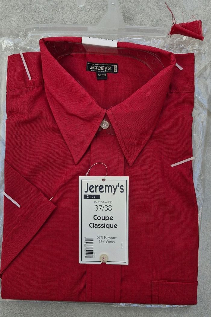 Chemise homme manches courtes rouge neuve