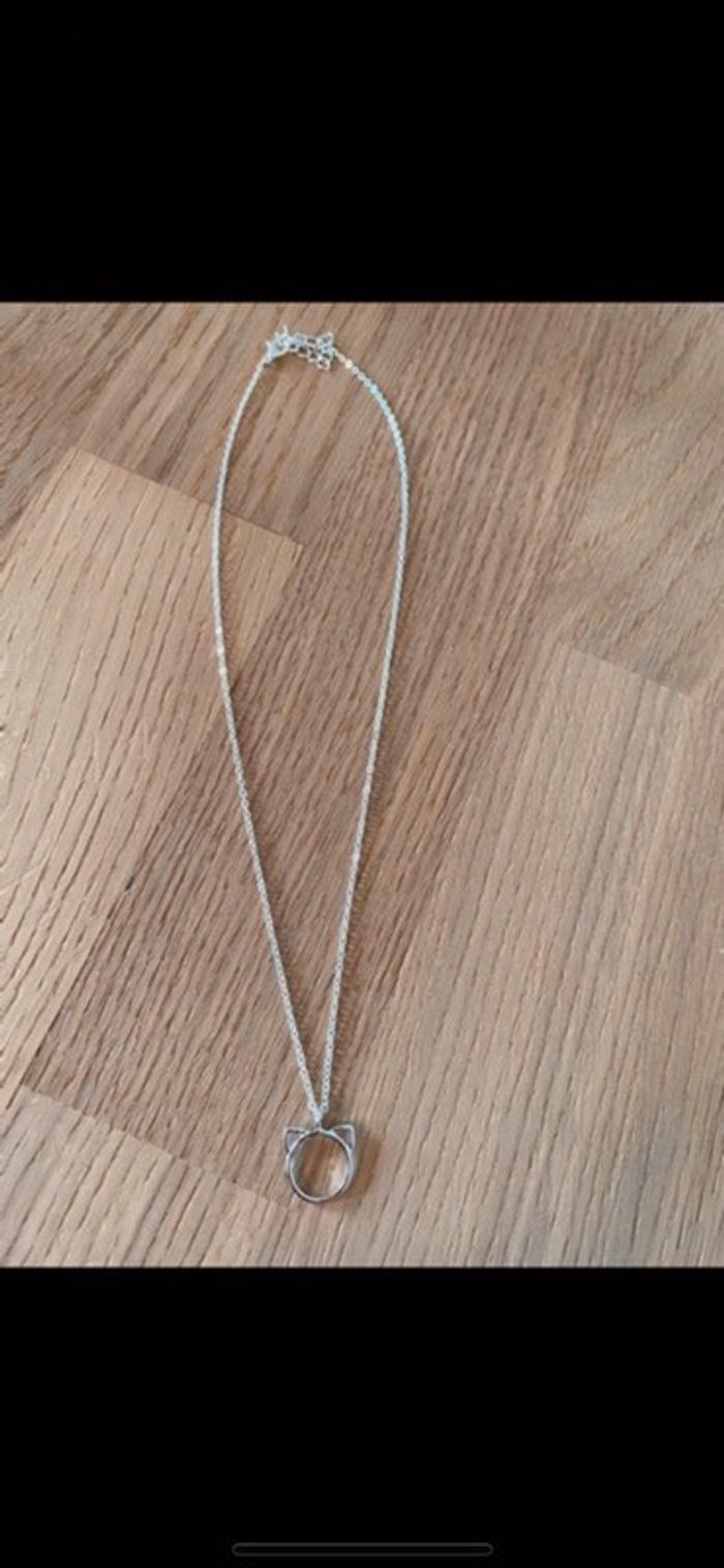 Collier chat argenté neuf - photo numéro 2