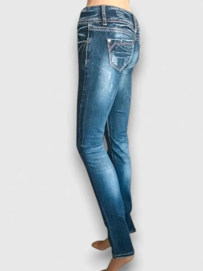 Jean marque Simply & Chic coupe skinny destroy ajusté, sculptant ,taille basse ,stretch - photo numéro 4