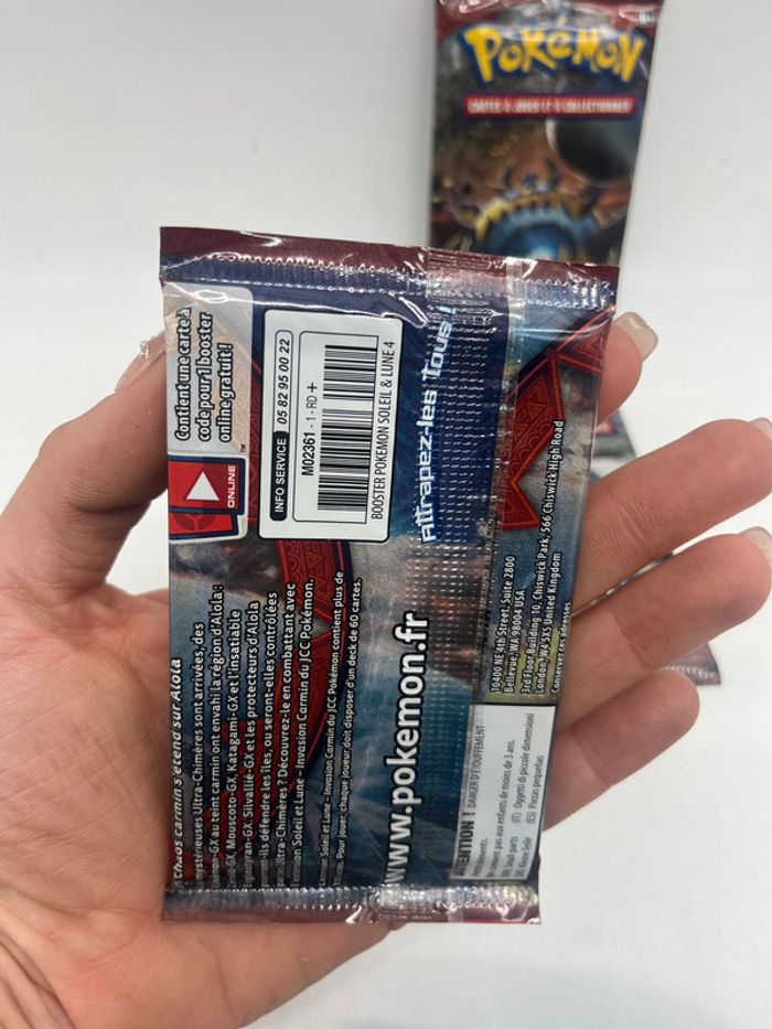 Lot de 4 boosters ARTSET paquets Pokémon Invasion Carmin soleil et Lune SL4 de 2017 Neuf Français et - photo numéro 3