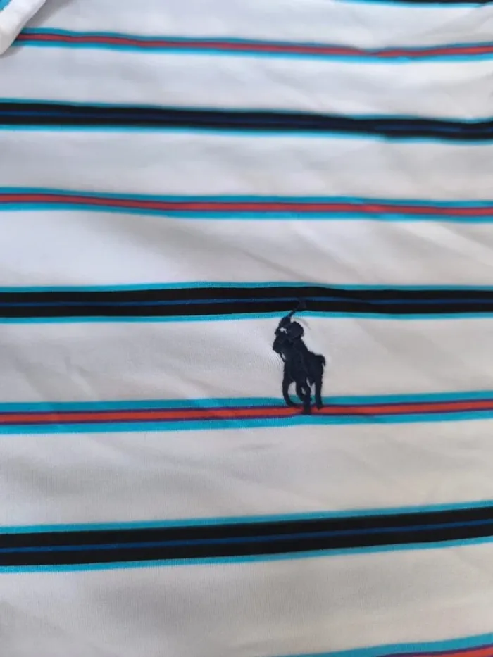 Polo Ralph Lauren homme Performance XXL blanc rayures logo marine comme neuf - photo numéro 5