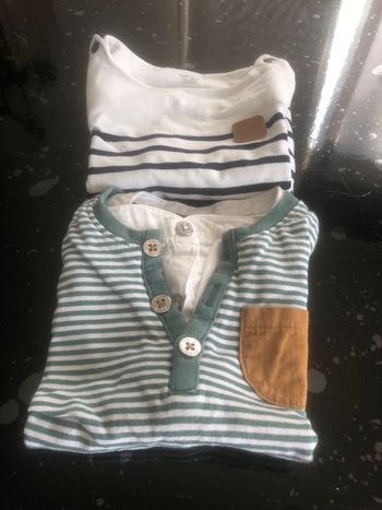 Haut long épais vert et blanc 