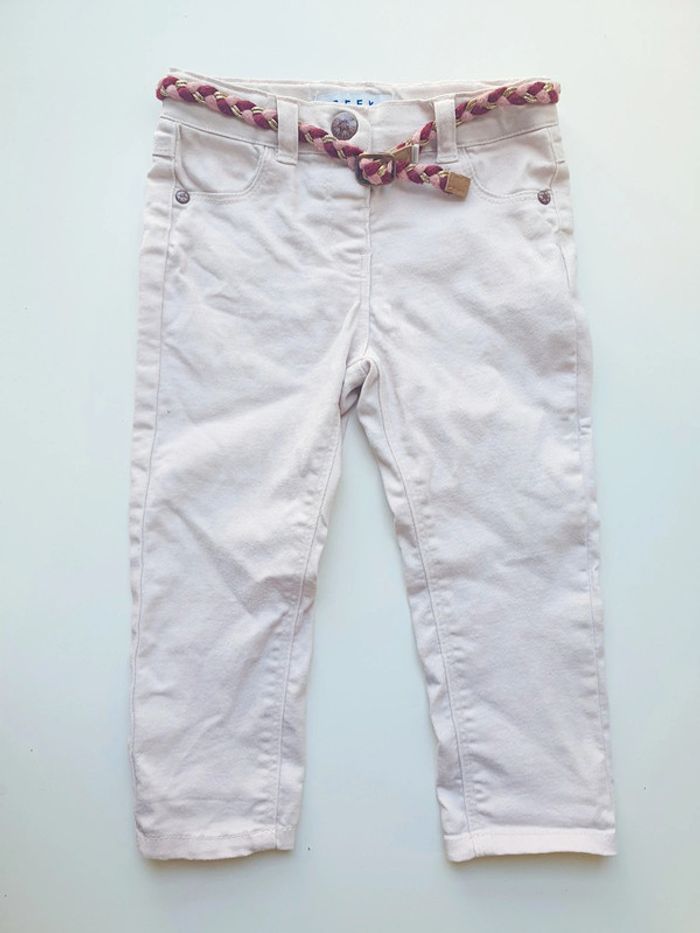 Pantalon rose Creeks taille 12 mois avec ceinture tressée