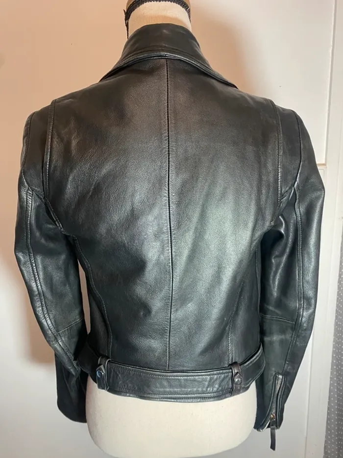 Perfecto en cuir véritable Zara - photo numéro 4