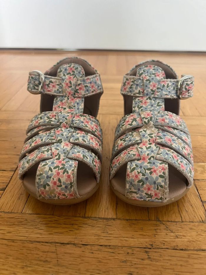 Sandales cuir bébé Vertbaudet – Taille 22 – Motif fleuri - photo numéro 3