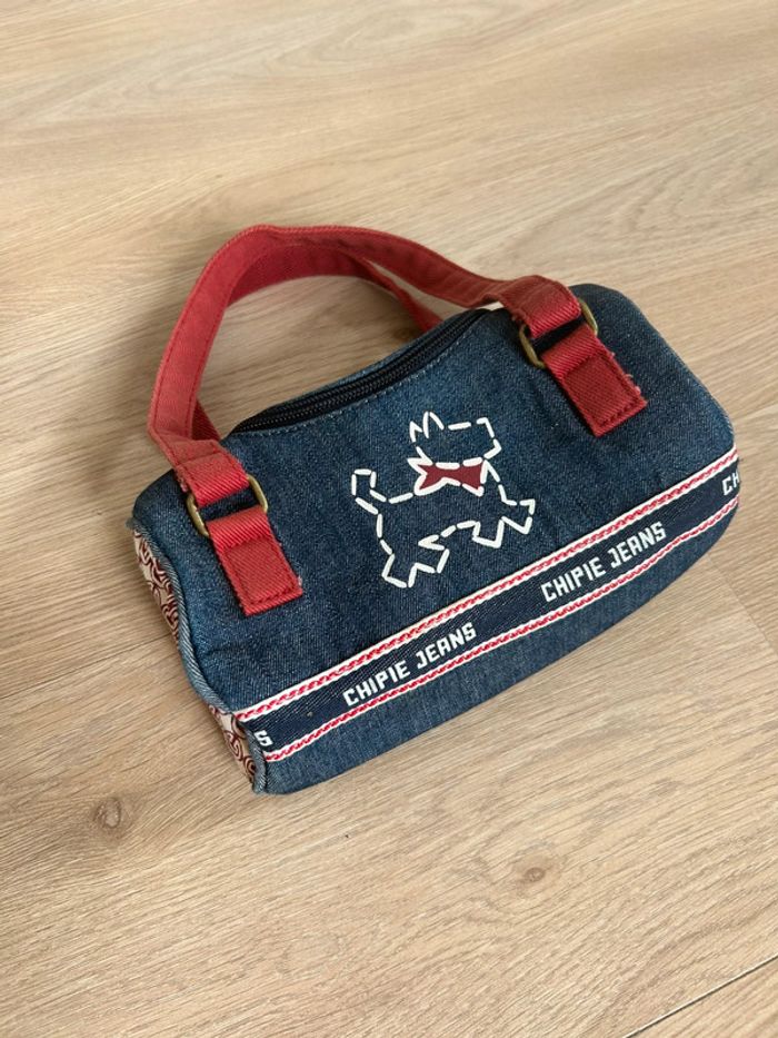Petit sac Chipie Jeans vintage – denim & anses rouges – Y2K / années 2000 - photo numéro 2