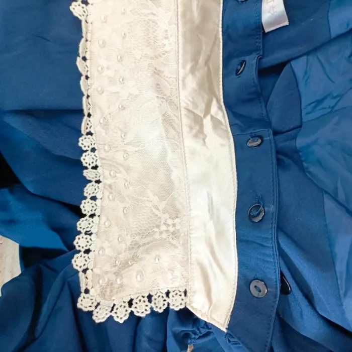 Veste bleu marine esprit victorien • détails dentelle & manches froncées A667 - photo numéro 11