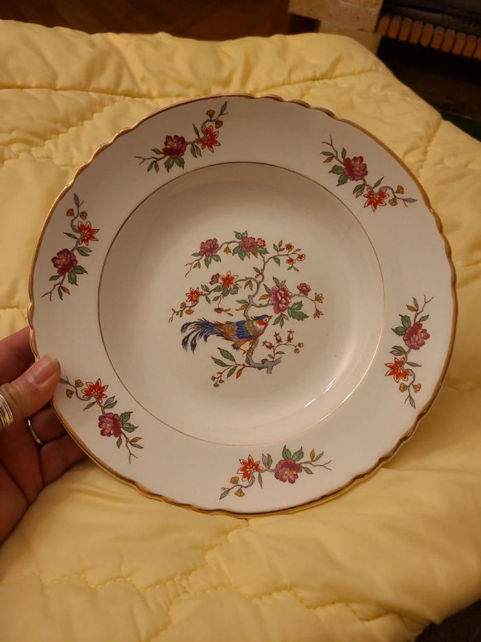 assiette creuse décor oiseau