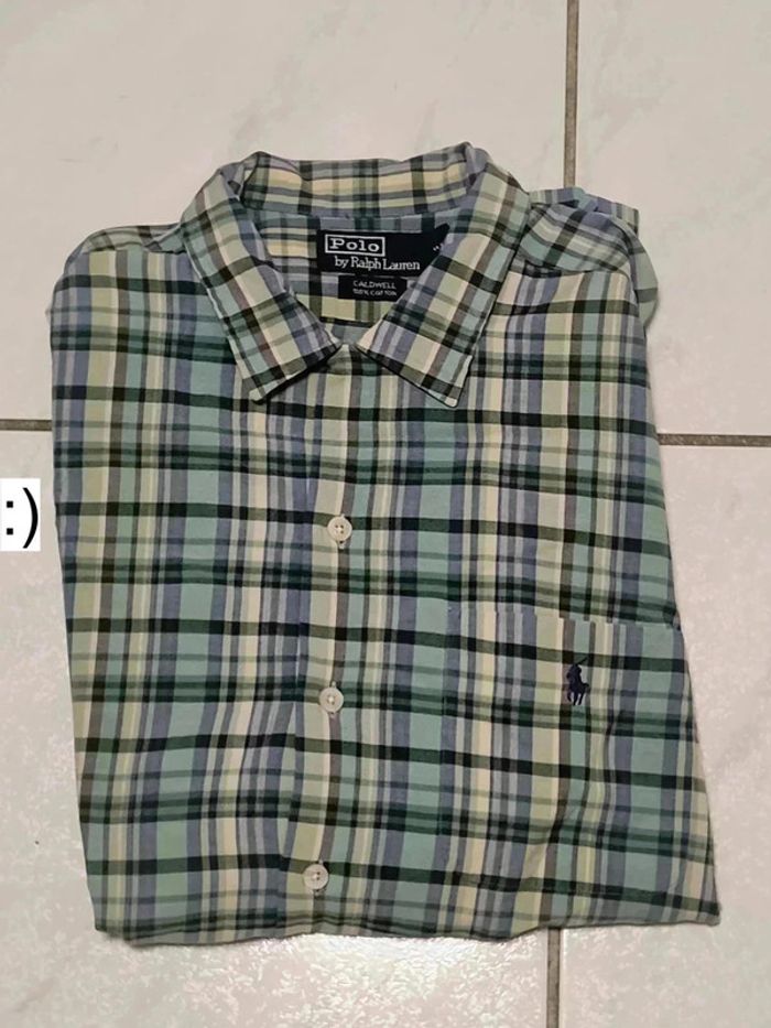 Chemise vintage Ralph Lauren Polo – modèle Caldwell – carreaux verts, bleus et beiges – Y2K - photo numéro 9
