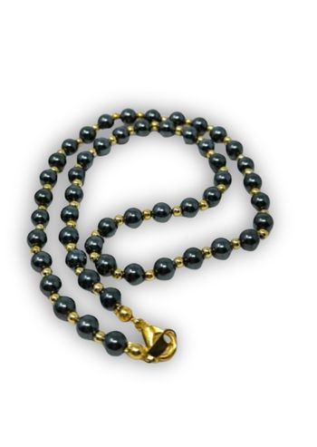 Collier perles hématites vintage