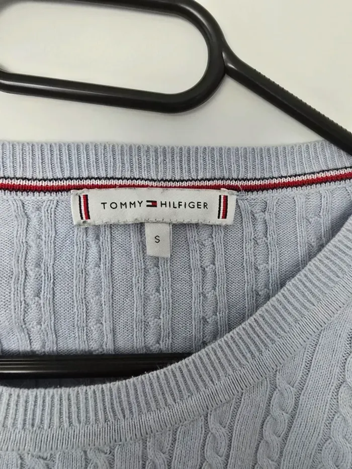 Pulle en maille bleu ciel tommy hilfiger - photo numéro 4