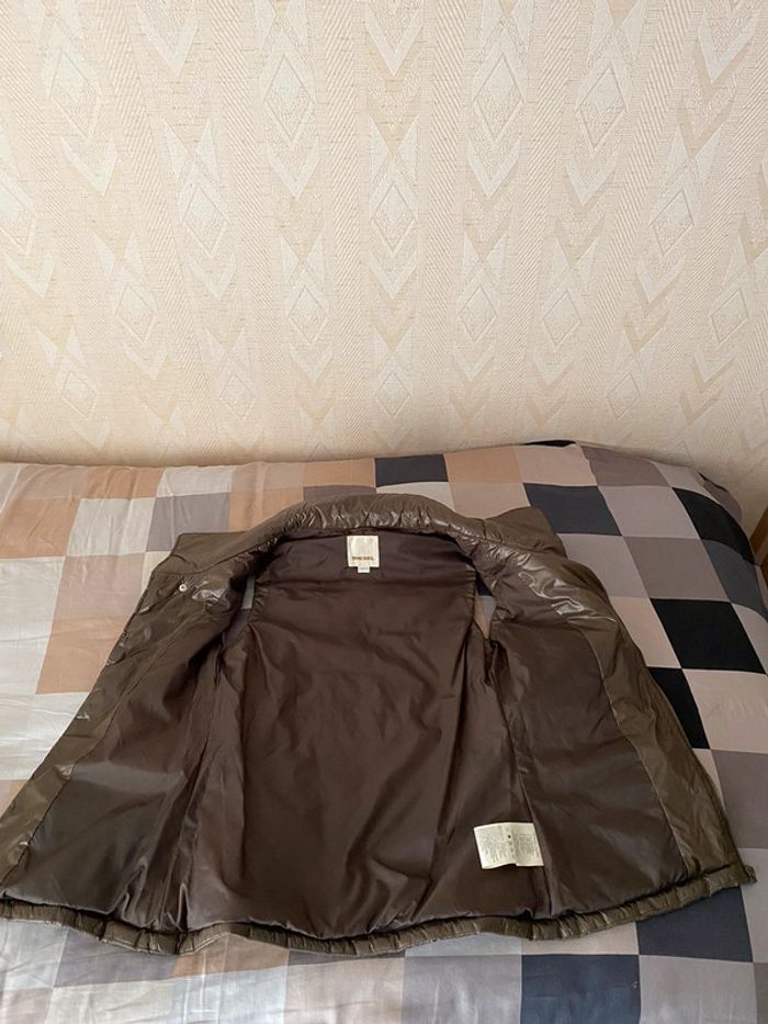Superbe belle doudoune sans manche Diesel Vintage Y2K brun brillant taille M neuve sans étiquette - photo numéro 12