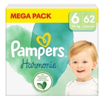 Lot de 62 Couches Pampers Harmonie  13+kg Taille 6 Neuf