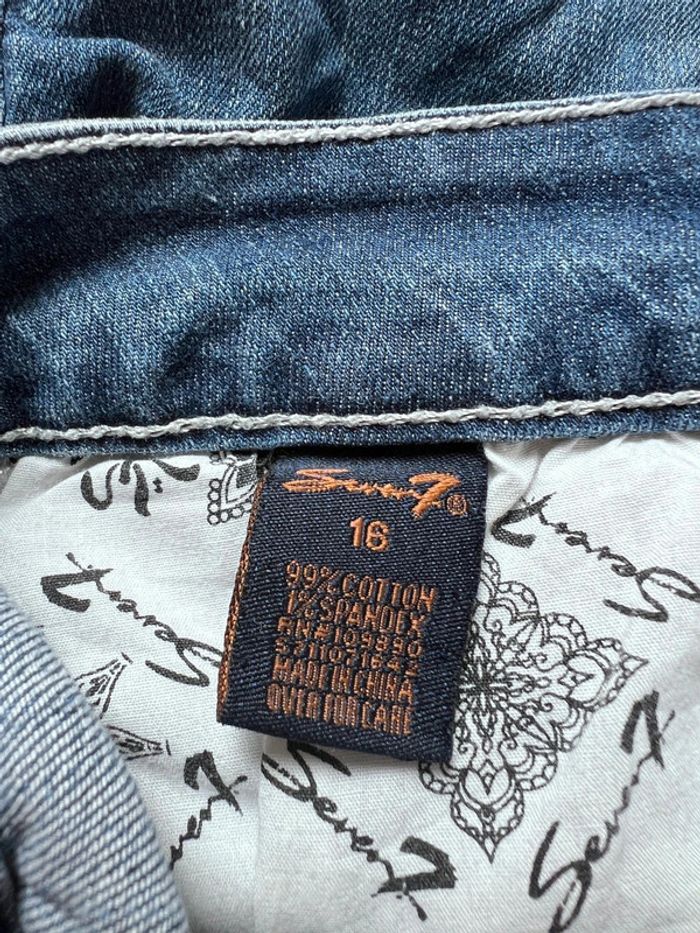 Short en jean vintage femme L/XL – bleu foncé brodé - photo numéro 14