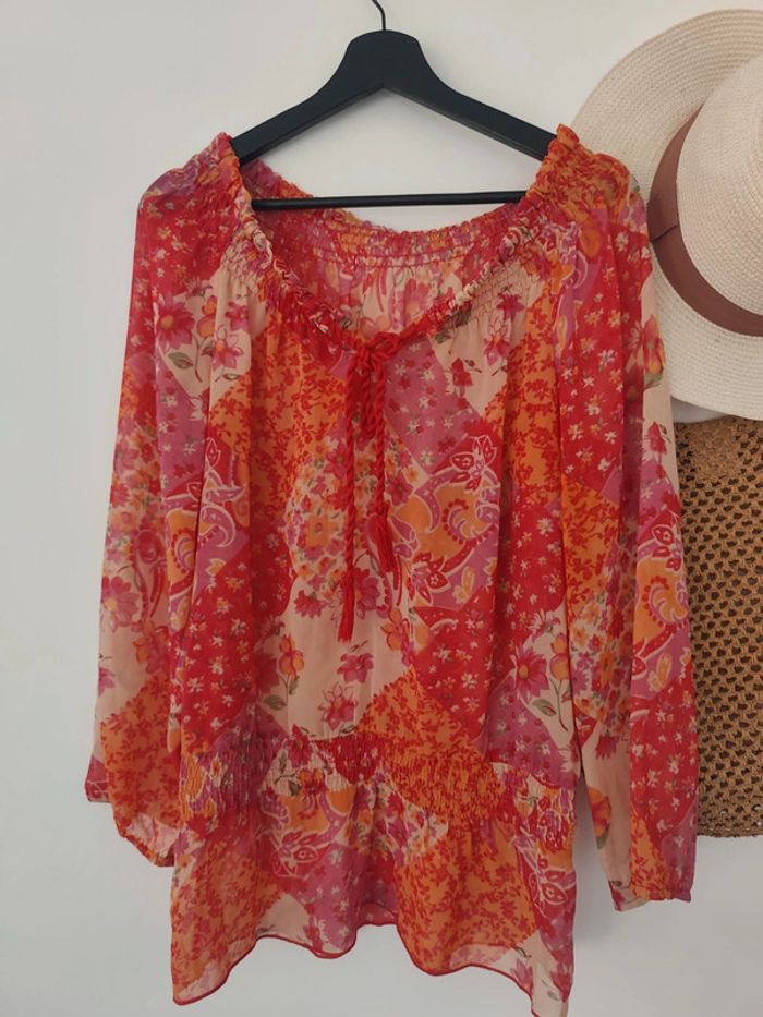 Top fleurie transparent L