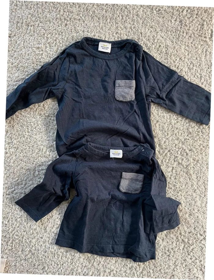 Ensemble gilet à capuche 2 tee-shirts à manches longues et un pantalon Tape à l’œil taille 9 mois - photo numéro 2