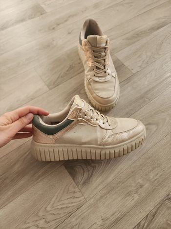 Baskets plateforme beige kaki doré T38