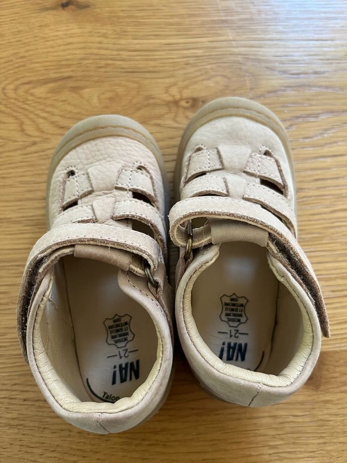Sandales premiers pas bébé garçon dessus cuir uni – NA! beige taille 21 neuf - photo numéro 5