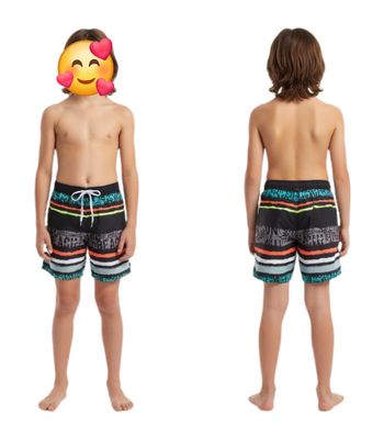 Short de bain noir avec un mélange de larges rayures horizontales