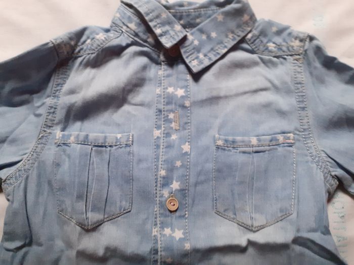 Chemise bleue claire motif étoiles blanches - photo numéro 2