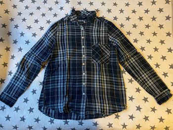 Chemise à manches longues à carreaux bleue