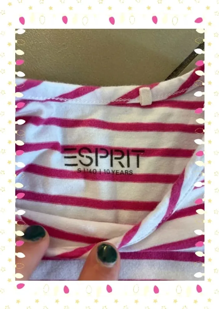 👧 T-shirt fille manches longues 10 ans - Esprit à rayures rose & blanc - photo numéro 5