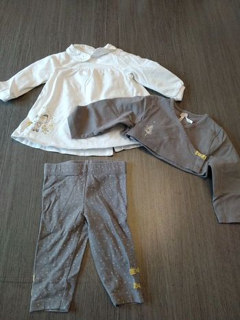 Ensemble legging, tee-shirt et gilet court 6mois