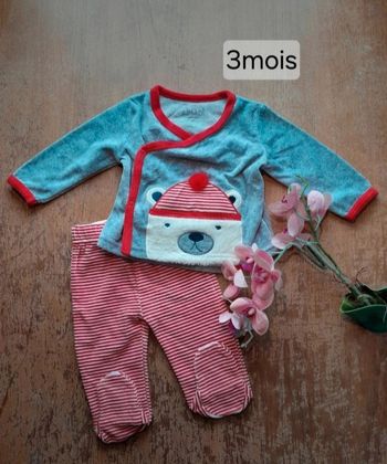 Pyjama mixte 3mois ours kimadi neuf