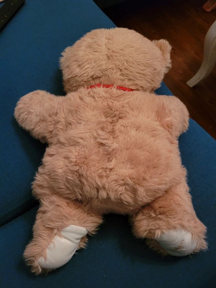 RARE Grand Ours Boulgom beige miel 44cm noeud rouge gros Made in France collection - photo numéro 4