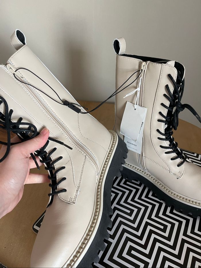 Botte cuir beige rosé neuf - photo numéro 2