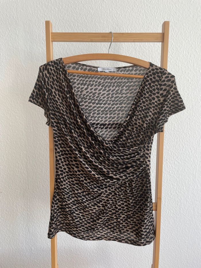 T-shirt asymétrique Max Mara brun à motif