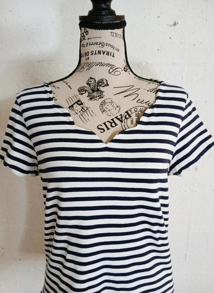 T-shirt rayé marine & blanc Camaïeu Taille L Bon état - photo numéro 2