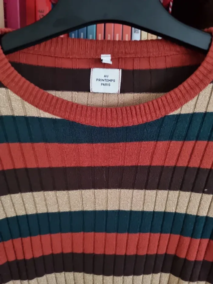 Pull cotelé et rayé "au printemps Paris" - photo numéro 2